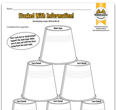 Developing a Topic - Writing Worksheet for Grades 4-5