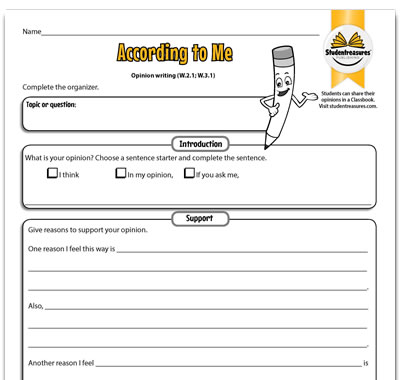Opinion Writing - Writing Worksheet for Grades 2-3