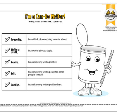 Writing Checklist - Writing Worksheet for Grades K-1