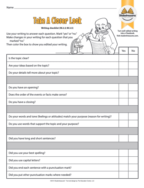 Useful Writing And Editing Checklists For Elementary Schoolers