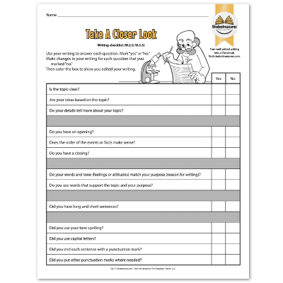 Writing Checklist - Writing Worksheet for Grades 2-3