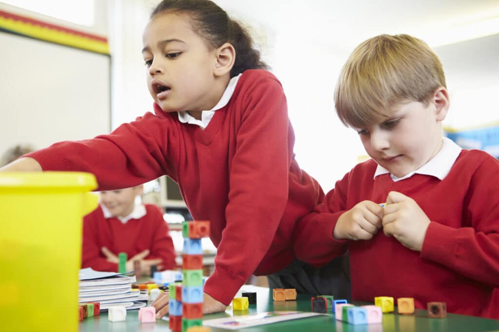 problem solving activity for students with colored blocks