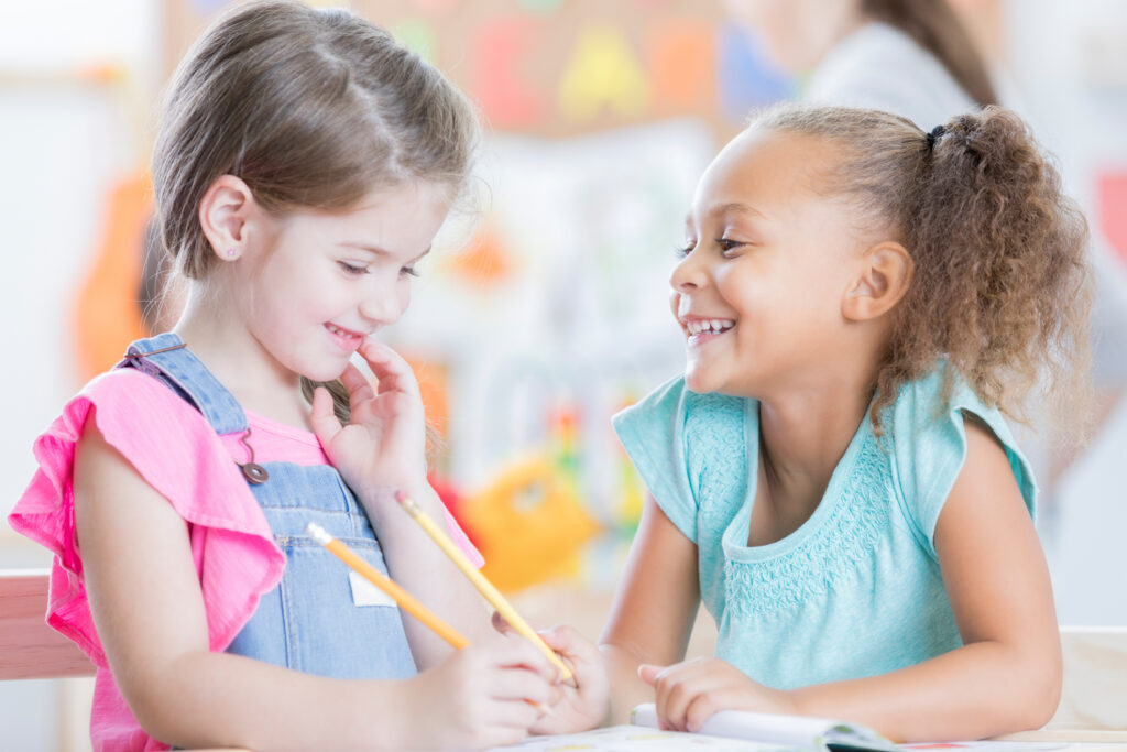kindergarten-girls-writing-together-writing-prompts